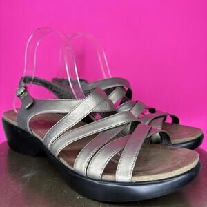 Dansko Dani Pewter Leather Strappy Low Heel Sandal EU 41